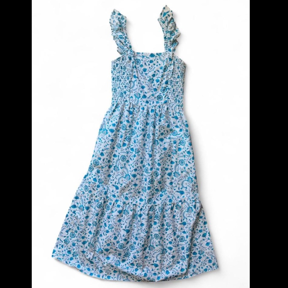 Draper James Blue Floral Prairie Dress- Size Small